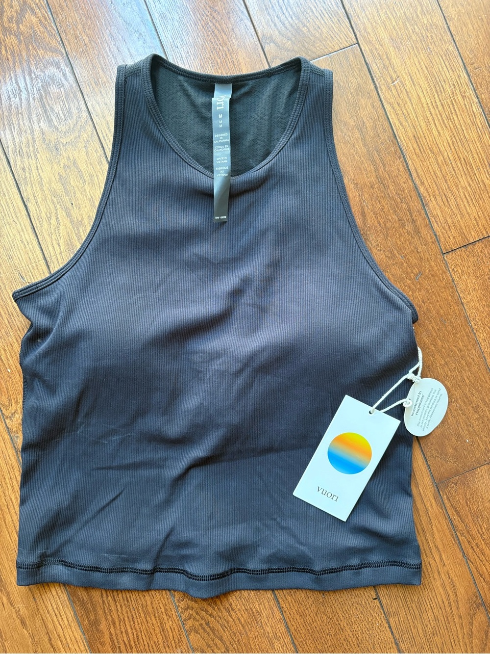 Vuori Black Ribbed Tank Crop size M